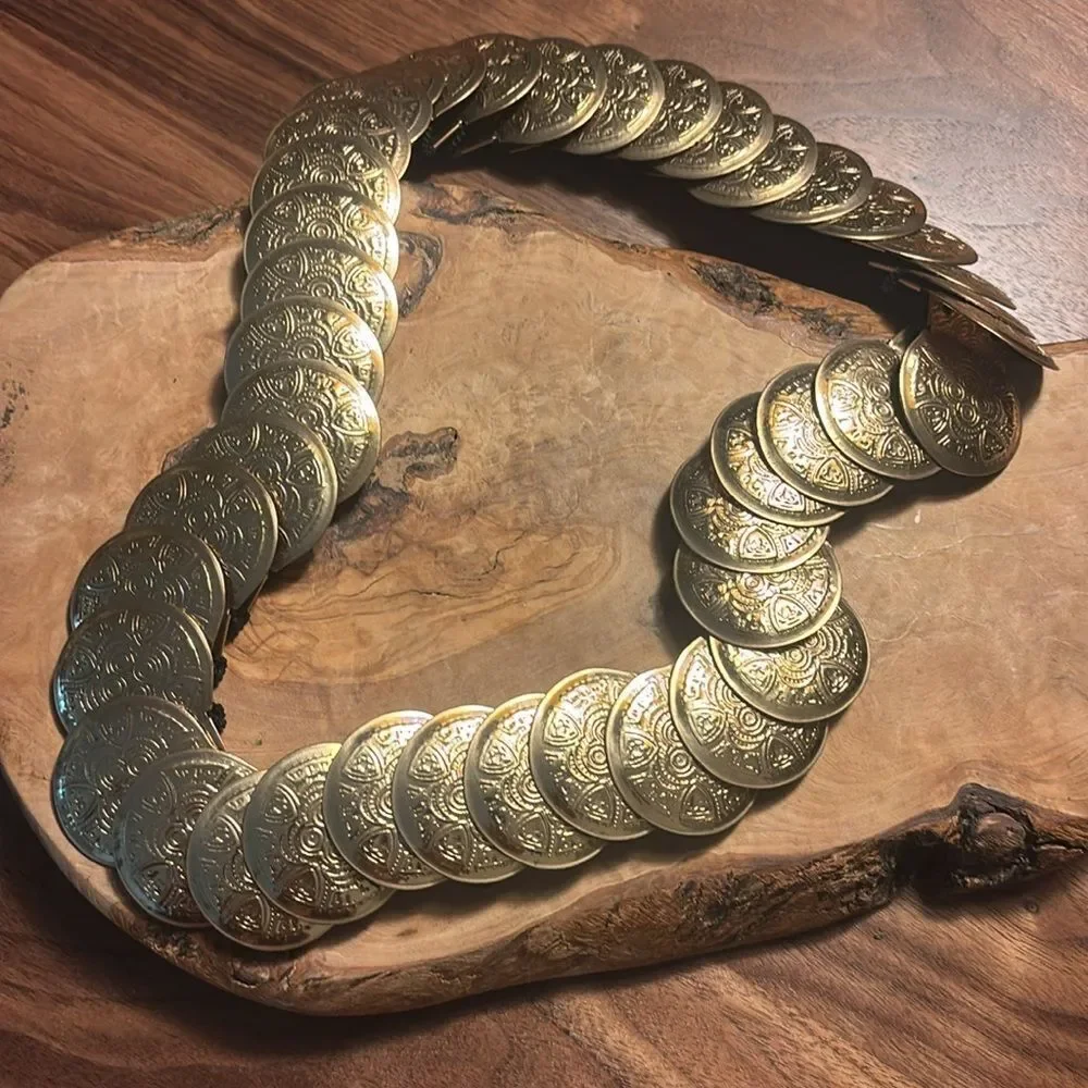 Vintage Metal Stretch Gold Disc Belt